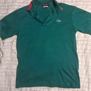 Lacoste boys 18 green Polo with Red Collar